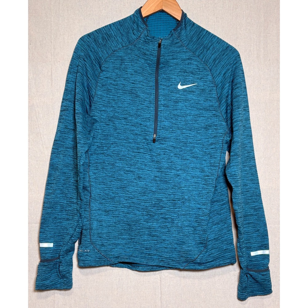 Nike Dri-FIT Element Half Zip Running Top Teal Heather Long Sleeve 852330-484 S